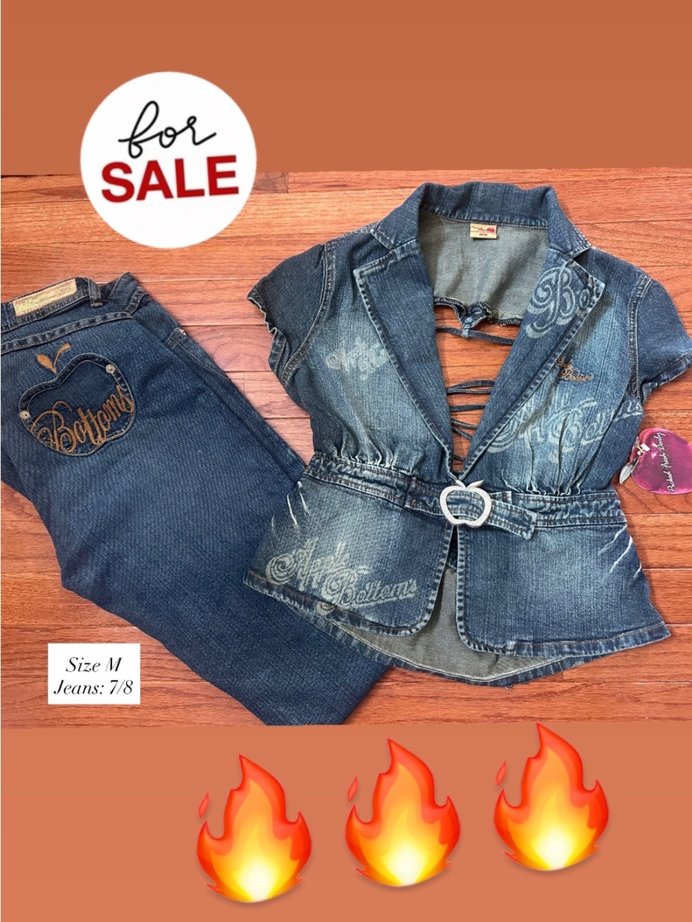 Apple Bottom’s Women's Denim Jacket & Jeans Set - Blue